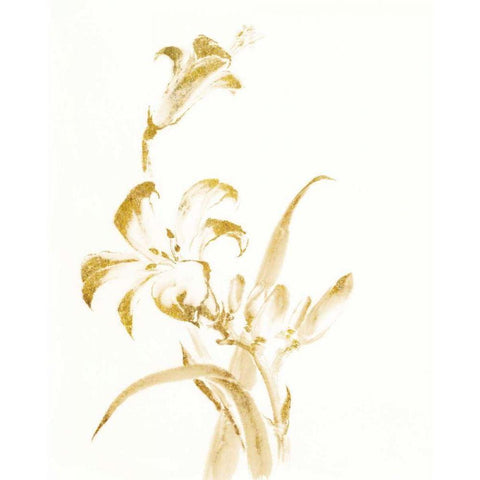 Sumi Daylily II Gold Black Modern Wood Framed Art Print by Paschke, Chris