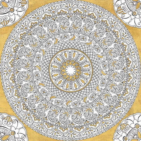 Color My World Mandala I Gold White Modern Wood Framed Art Print by Brissonnet, Daphne