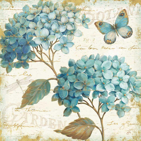 Blue Garden V Gold Ornate Wood Framed Art Print with Double Matting by Brissonnet, Daphne