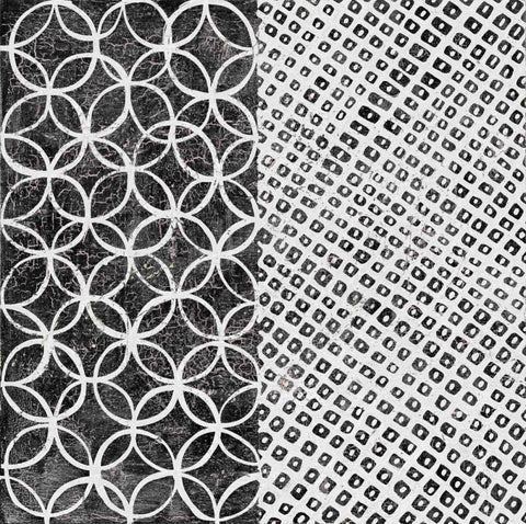 Maki Tile III BW White Modern Wood Framed Art Print with Double Matting by Lovell, Kathrine