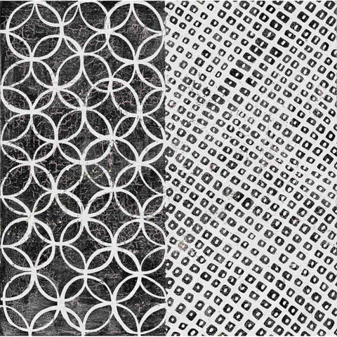 Maki Tile III BW Black Modern Wood Framed Art Print with Double Matting by Lovell, Kathrine