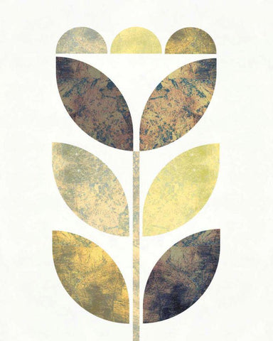 Golden Flower I White Modern Wood Framed Art Print with Double Matting by Mullan, Michael