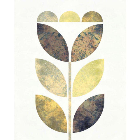 Golden Flower I Gold Ornate Wood Framed Art Print with Double Matting by Mullan, Michael