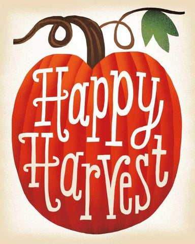 Harvest Time Happy Harvest Pumpkins White Modern Wood Framed Art Print with Double Matting by Mullan, Michael