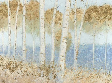 Summer Birches White Modern Wood Framed Art Print with Double Matting by Wiens, James
