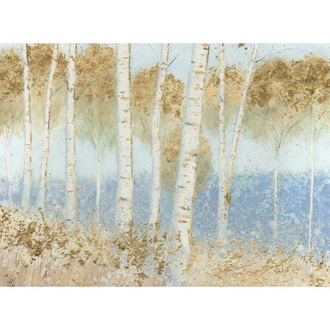 Summer Birches Gold Ornate Wood Framed Art Print with Double Matting by Wiens, James