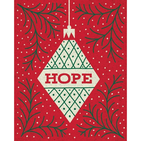 Jolly Holiday Ornaments Hope White Modern Wood Framed Art Print by Mullan, Michael