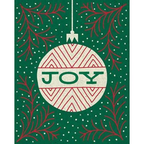Jolly Holiday Ornaments Joy White Modern Wood Framed Art Print by Mullan, Michael