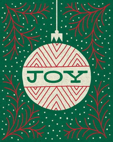 Jolly Holiday Ornaments Joy Black Ornate Wood Framed Art Print with Double Matting by Mullan, Michael