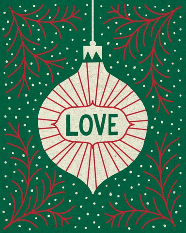 Jolly Holiday Ornaments Love White Modern Wood Framed Art Print with Double Matting by Mullan, Michael