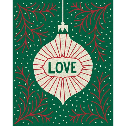Jolly Holiday Ornaments Love Black Modern Wood Framed Art Print by Mullan, Michael