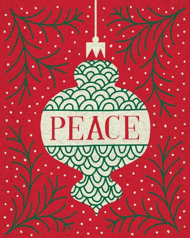 Jolly Holiday Ornaments Peace White Modern Wood Framed Art Print with Double Matting by Mullan, Michael