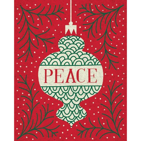 Jolly Holiday Ornaments Peace Gold Ornate Wood Framed Art Print with Double Matting by Mullan, Michael