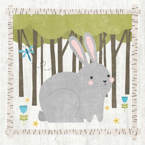 Woodland Hideaway Bunny Gold Ornate Wood Framed Art Print with Double Matting by Hershey, Moira