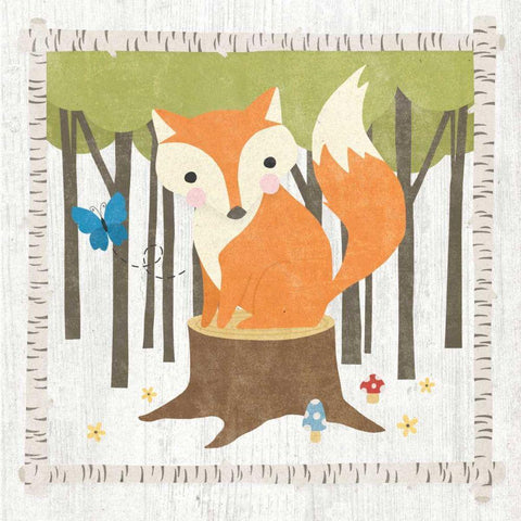 Woodland Hideaway Fox White Modern Wood Framed Art Print by Hershey, Moira