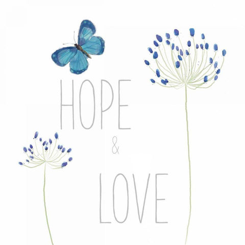 Hope and Love White Modern Wood Framed Art Print with Double Matting by Adams, Sarah