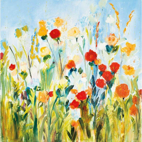 Wildflower Afternoon Crop Black Modern Wood Framed Art Print with Double Matting by Davis, Joan E.
