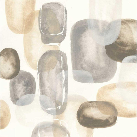 Neutral Stones I White Modern Wood Framed Art Print by Paschke, Chris