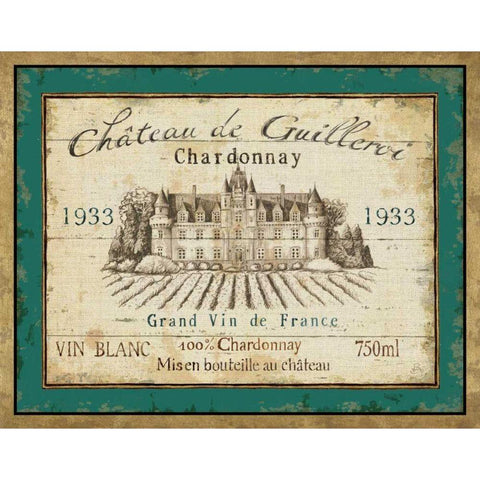 French Wine Label IV Gold Ornate Wood Framed Art Print with Double Matting by Brissonnet, Daphne