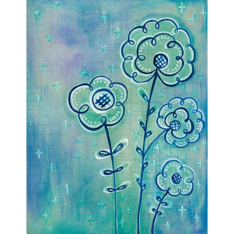 Magical Flowers III Black Modern Wood Framed Art Print with Double Matting by Averinos, Melissa