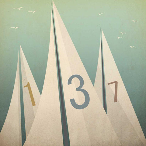 Sails VII White Modern Wood Framed Art Print with Double Matting by Fowler, Ryan