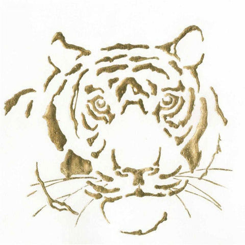 Gilded Tiger White Modern Wood Framed Art Print by Paschke, Chris