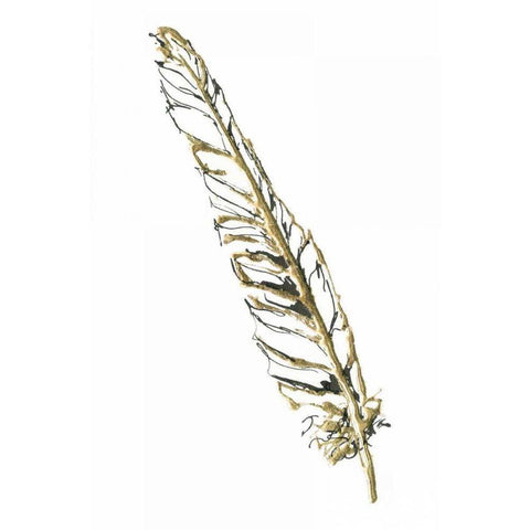 Gilded Swan Feather I White Modern Wood Framed Art Print by Paschke, Chris
