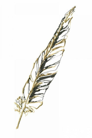 Gilded Swan Feather II Black Ornate Wood Framed Art Print with Double Matting by Paschke, Chris