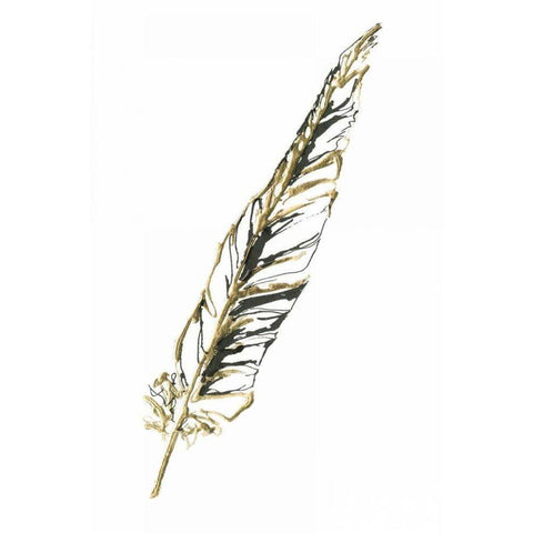 Gilded Swan Feather II White Modern Wood Framed Art Print by Paschke, Chris