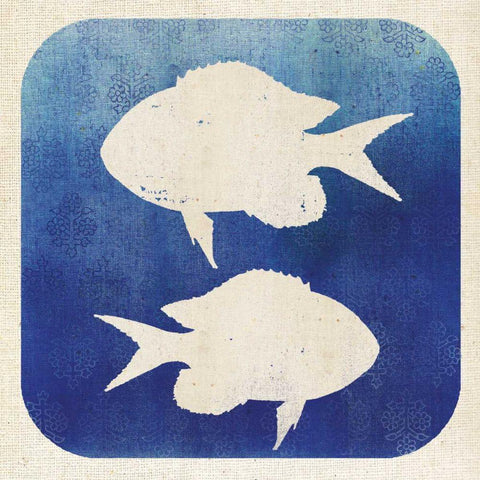 Watermark Fish Black Ornate Wood Framed Art Print with Double Matting by Studio Mousseau