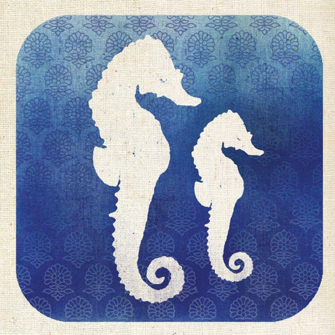 Watermark Seahorse Gold Ornate Wood Framed Art Print with Double Matting by Studio Mousseau
