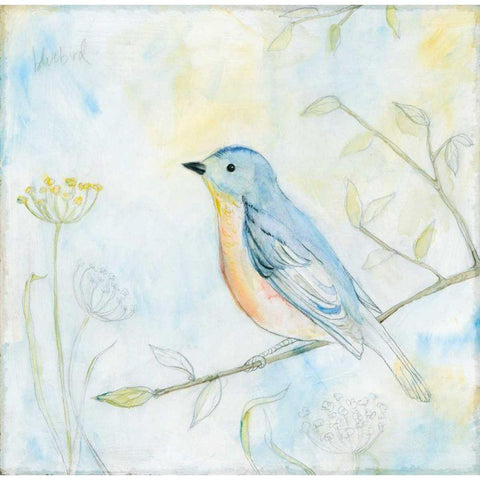 Sketched Songbird II White Modern Wood Framed Art Print by Schlabach, Sue