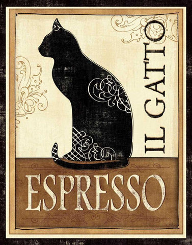 Il Gatto White Modern Wood Framed Art Print with Double Matting by Charron, Veronique