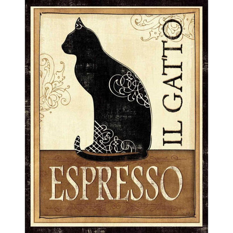 Il Gatto Black Modern Wood Framed Art Print with Double Matting by Charron, Veronique