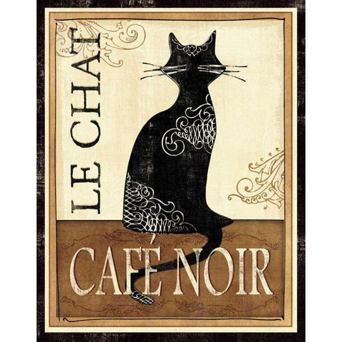 Le Chat White Modern Wood Framed Art Print by Charron, Veronique