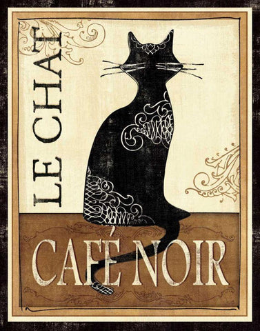 Le Chat Black Ornate Wood Framed Art Print with Double Matting by Charron, Veronique