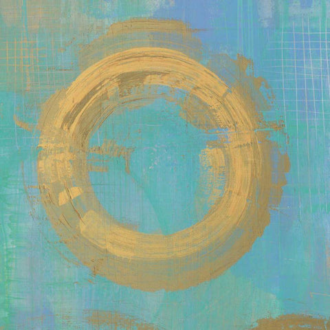 Golden Circles II Black Ornate Wood Framed Art Print with Double Matting by Averinos, Melissa