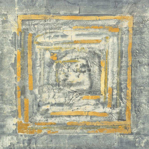 Gold Tapestry I Gold and White White Modern Wood Framed Art Print with Double Matting by Hristova, Albena