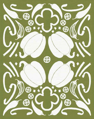 Retro Pepper Otomi Silhouette White Modern Wood Framed Art Print with Double Matting by DeNeige, Elyse