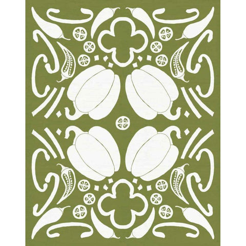 Retro Pepper Otomi Silhouette Gold Ornate Wood Framed Art Print with Double Matting by DeNeige, Elyse