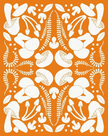 Retro Mushroom Otomi Silhouette White Modern Wood Framed Art Print with Double Matting by DeNeige, Elyse