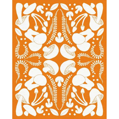 Retro Mushroom Otomi Silhouette Black Modern Wood Framed Art Print by DeNeige, Elyse