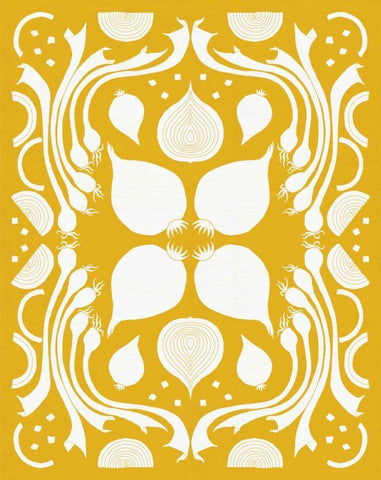 Retro Onion Otomi Silhouette Black Ornate Wood Framed Art Print with Double Matting by DeNeige, Elyse