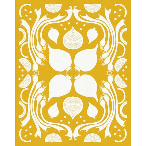 Retro Onion Otomi Silhouette White Modern Wood Framed Art Print by DeNeige, Elyse