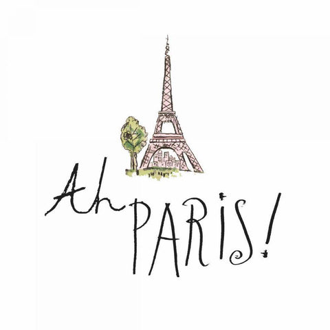 Ah Paris I on White White Modern Wood Framed Art Print by Pela Studio
