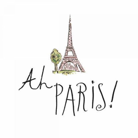 Ah Paris I on White Black Ornate Wood Framed Art Print with Double Matting by Pela Studio