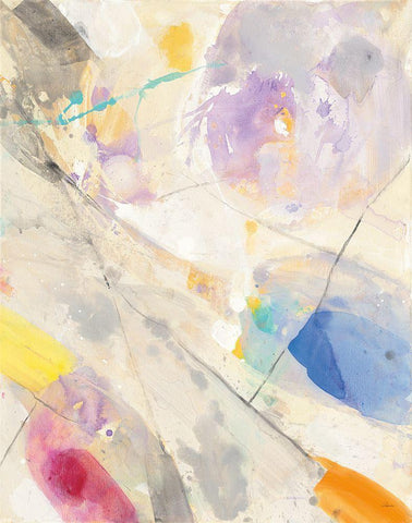 Spring Confetti II White Modern Wood Framed Art Print with Double Matting by Hristova, Albena