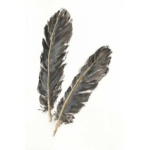 Gold Feathers IV on White Gold Ornate Wood Framed Art Print with Double Matting by Paschke, Chris