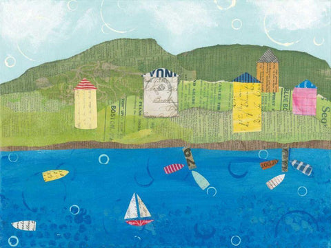 Coastal Harbor II White Modern Wood Framed Art Print with Double Matting by Prahl, Courtney