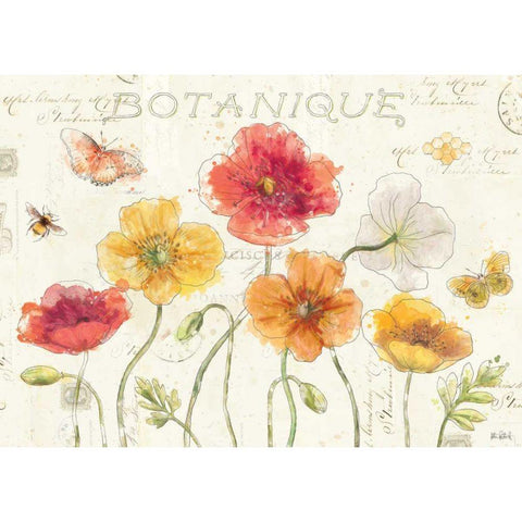 Painted Poppies I Gold Ornate Wood Framed Art Print with Double Matting by Pertiet, Katie